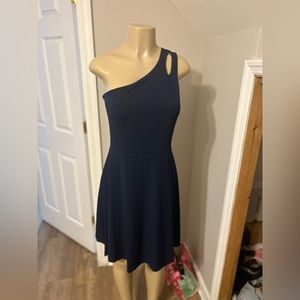Navy Blue Brand New fitted flare one shoulder dress